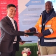 Permanent Secretary, Ministry of Higher Education Prof. Richard Tabulawa (R) and The acting President - Africa Operations and Director- Finance, MMG, Khoemacau, Mr Wei Gao (L) after signing the MOU.  